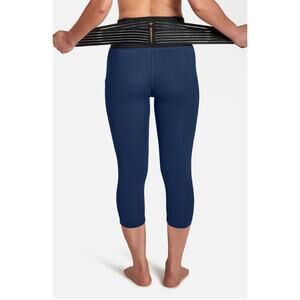 Tommie Copper Navy Adjustable Lower Back Support Capri Leggings XL NWT